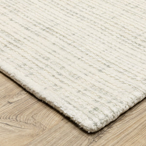 Homeroots 5' Ivory Striped Hand-tufted Area Rug - Add Elegant Texture And Style To Enhance Your Home Decor 5' X 8' Wool Blend 575672
