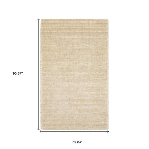 Homeroots 5' Ivory Striped Hand-tufted Area Rug - Add Elegant Texture And Style To Enhance Your Home Decor 5' X 8' Wool Blend 575675