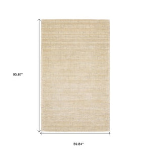 Homeroots 5' Ivory Striped Hand-tufted Area Rug - Add Elegant Texture And Style To Enhance Your Home Decor 5' X 8' Wool Blend 575675
