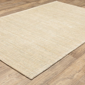 Homeroots 5' Ivory Striped Hand-tufted Area Rug - Add Elegant Texture And Style To Enhance Your Home Decor 5' X 8' Wool Blend 575675