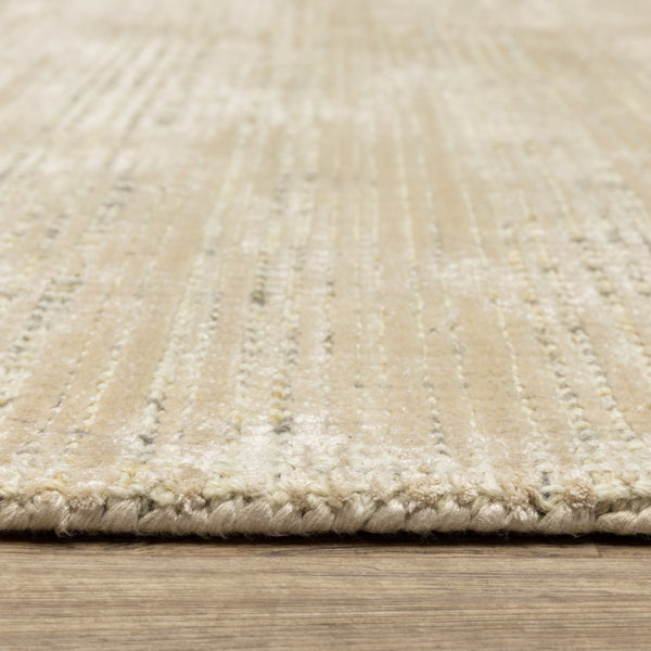 Homeroots 5' Ivory Striped Hand-tufted Area Rug - Add Elegant Texture And Style To Enhance Your Home Decor 5' X 8' Wool Blend 575675