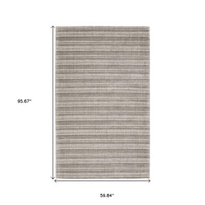 Homeroots 5' Ivory Striped Hand-tufted Area Rug - Add Elegant Texture And Style To Enhance Your Home Decor 5' X 8' Wool Blend 575676