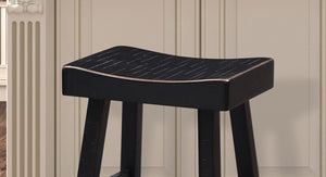 English Elm Traditional 24-inch Solid Wood Stool Set of 2 with Contour Seat, Transitional Dining Accent Seating Pair Black 40 L x 20 W x 10 H B2741P338655