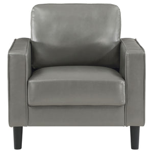 English Elm Farallone Upholstered Track Arm Accent Chair in Leatherette with Tapered Feet and Plush Support Grey B062P299959
