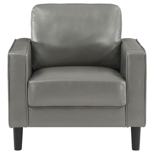 English Elm Farallone Upholstered Track Arm Accent Chair in Leatherette with Tapered Feet and Plush Support Grey B062P299959