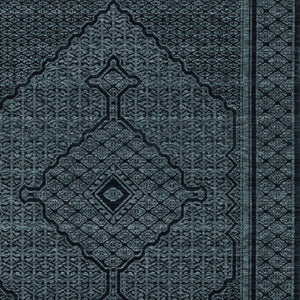 HomeRoots 5' Blue and Teal Medallion Area Rug with Trendy Fringe - Stain and Fade Resistant for Everyday Use 3' X 5' 575680