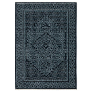 HomeRoots 5' Blue and Teal Medallion Area Rug with Trendy Fringe - Stain and Fade Resistant for Everyday Use 3' X 5' 575680