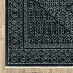 HomeRoots 5' Blue and Teal Medallion Area Rug with Trendy Fringe - Stain and Fade Resistant for Everyday Use 8' Runner 575681
