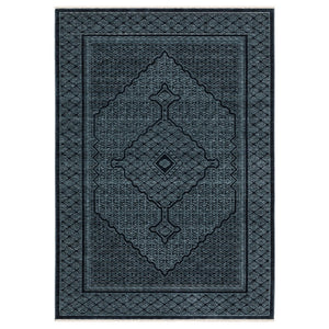 HomeRoots 5' Blue and Teal Medallion Area Rug with Trendy Fringe - Stain and Fade Resistant for Everyday Use 8' Runner 575681