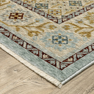 HomeRoots 5' Gold Oriental Area Rug with Elegant Fringed Edges - Durable, Stain-Resistant, Timeless Design 8' Runner 575683
