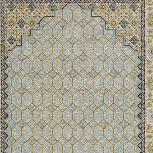 HomeRoots 5' Gold Oriental Area Rug with Elegant Fringed Edges - Durable, Stain-Resistant, Timeless Design 8' Runner 575683