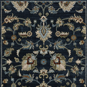Homeroots 5' Elegant Dark Blue Oriental Area Rug With Fringe - Stain Resistant, Timeless Design For Home Decor 3' X 5' Polyester 575688