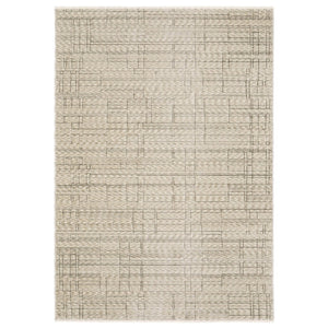 HomeRoots 5' Geometric Area Rug in Beige and Brown with Fringe - Stylish, Durable, and Stain-Resistant Design 8' Runner 575693