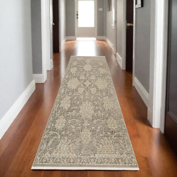 Homeroots 10' Stunning Floral Area Rug With Fringe - Stain Resistant, Perfect For Homes With Kids And Pets 8' Runner Polyester 575697
