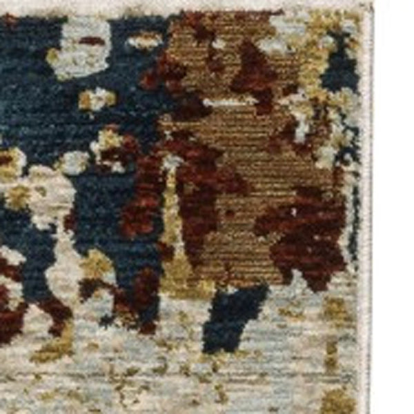 Homeroots 5' Beige Abstract Power Loom Area Rug With Fringe – Stain Resistant, Stylish Design For Any Space 8' Runner Polyester 575701