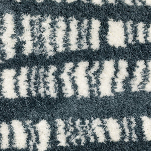 HomeRoots 5' Teal and Ivory Striped Distressed Area Rug - Luxuriously Soft, Stain-Resistant, Versatile Design 8' Runner 575702
