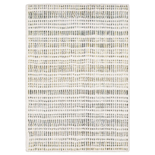 Homeroots 5' Elegant Ivory And Gold Striped Power Loom Area Rug - Stain Resistant, Perfect For Any Decor 8' Runner Polyester 575703