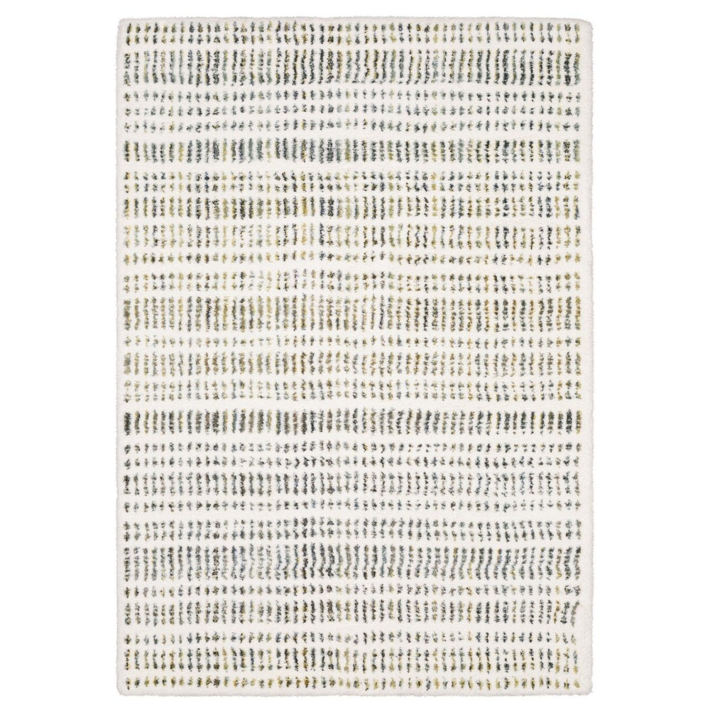 HomeRoots 5' Striped Area Rug in Ivory, Gold & Gray - Elegant, Soft, Stain-Resistant Design for Any Room 8' Runner 575703