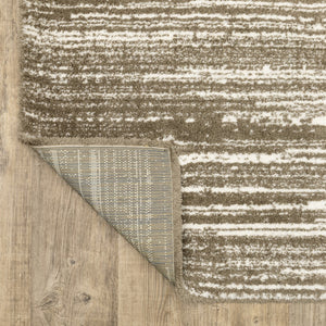 Homeroots 5' Distressed Brown Striped Area Rug – Stylish, Stain-resistant Comfort For Family Spaces & Pets 8' Runner Polyester 575706