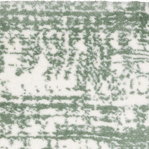 Homeroots 5' Abstract Green And Ivory Area Rug - Perfect For Kids And Pets, Stain Resistant, Artful Design 8' Runner Polyester 575710