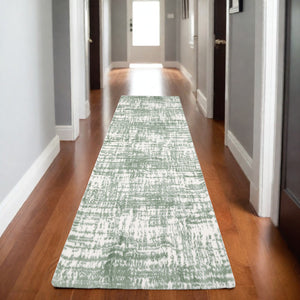 Homeroots 5' Abstract Green And Ivory Area Rug - Perfect For Kids And Pets, Stain Resistant, Artful Design 8' Runner Polyester 575710