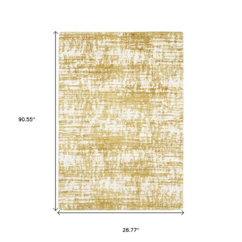 Homeroots 5' Abstract Green And Ivory Area Rug - Perfect For Kids And Pets, Stain Resistant, Artful Design 8' Runner Polyester 575711