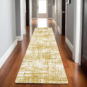 Homeroots 5' Abstract Green And Ivory Area Rug - Perfect For Kids And Pets, Stain Resistant, Artful Design 8' Runner Polyester 575711