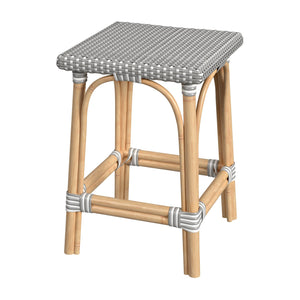 Butler Specialty Riviera Coastal-inspired Backless Rattan Counter Stool For Kitchen And Patio, Durable & Stylish Gray And White Rattan,Polyurethane Synthetic (Pe) Rattan 5757266-butler