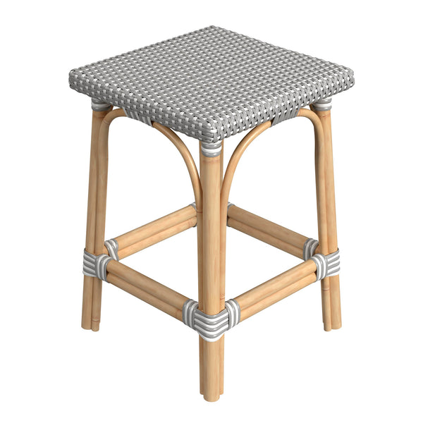 Butler Specialty Riviera Coastal-inspired Backless Rattan Counter Stool For Kitchen And Patio, Durable & Stylish Gray And White Rattan,Polyurethane Synthetic (Pe) Rattan 5757266-butler
