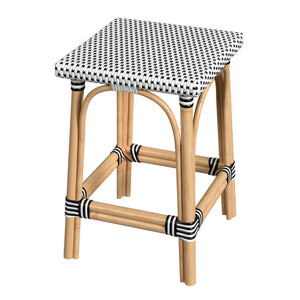 Butler Specialty Riviera Coastal-inspired Backless Rattan Counter Stool For Kitchen And Patio, Durable & Stylish Black And White Rattan,Polyurethane Synthetic (Pe) Rattan 5757295-butler