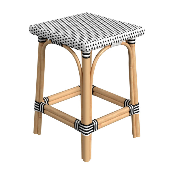 Butler Specialty Riviera Coastal-inspired Backless Rattan Counter Stool For Kitchen And Patio, Durable & Stylish Black And White Rattan,Polyurethane Synthetic (Pe) Rattan 5757295-butler