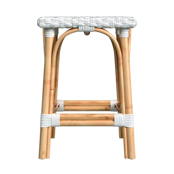 Butler Specialty Riviera Coastal-inspired Backless Rattan Counter Stool For Kitchen And Patio, Durable & Stylish Glossy White Rattan,Polyurethane Synthetic (Pe) Rattan 5757304-butler