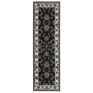 Homeroots 4' Elegant Navy Blue Oriental Area Rug With Fringe - Stain Resistant, Perfect For Kids & Pets 8' Runner Polyester 575735