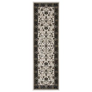 Homeroots 5' Ivory Oriental Area Rug With Fringe - Elegant Design, Stain Resistant, Perfect For Any Space 8' Runner Polyester 575736