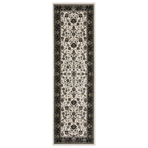HomeRoots 5' Elegant Ivory Oriental Area Rug with Fringed Edges - Durable, Stain-Resistant & Timeless Design 8' Runner 575736