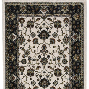Homeroots 5' Ivory Oriental Area Rug With Fringe - Elegant Design, Stain Resistant, Perfect For Any Space 8' Runner Polyester 575736