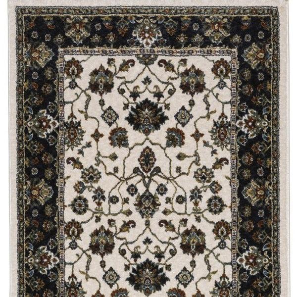 Homeroots 5' Ivory Oriental Area Rug With Fringe - Elegant Design, Stain Resistant, Perfect For Any Space 8' Runner Polyester 575736