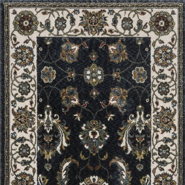 Homeroots 5' Blue Oriental Area Rug With Fringe - Stain Resistant, Stylish Design For Cozy Home Spaces 8' Runner Polyester 575737