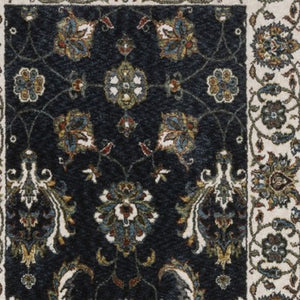 Homeroots 5' Blue Oriental Area Rug With Fringe - Stain Resistant, Stylish Design For Cozy Home Spaces 8' Runner Polyester 575737