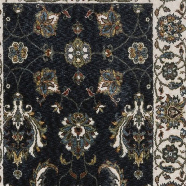 Homeroots 5' Blue Oriental Area Rug With Fringe - Stain Resistant, Stylish Design For Cozy Home Spaces 8' Runner Polyester 575737