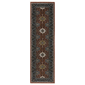 HomeRoots 5' Red Medallion Area Rug with Fringe - Elegant, Stain-Resistant Design for Stylish Living Spaces! 8' Runner 575738