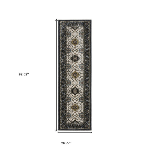 HomeRoots 5' Red Medallion Area Rug with Fringe - Elegant, Stain-Resistant Design for Stylish Living Spaces! 8' Runner 575740