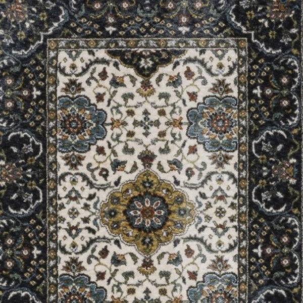 HomeRoots 5' Red Medallion Area Rug with Fringe - Elegant, Stain-Resistant Design for Stylish Living Spaces! 8' Runner 575740