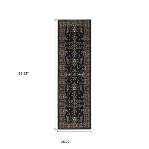 Homeroots 10' Red Oriental Area Rug With Fringe - Stain Resistant, Stylish Design For Living Spaces & Pets 8' Runner Polyester 575741