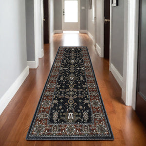 Homeroots 10' Red Oriental Area Rug With Fringe - Stain Resistant, Stylish Design For Living Spaces & Pets 8' Runner Polyester 575741