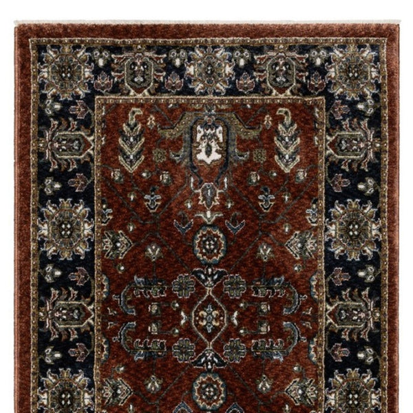 Homeroots 10' Red Oriental Area Rug With Fringe - Stain Resistant, Stylish Design For Living Spaces & Pets 8' Runner Polyester 575742
