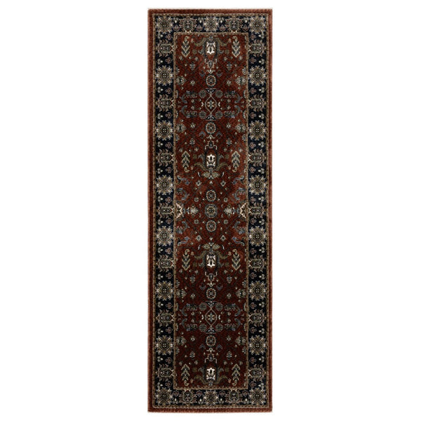 HomeRoots 10' Red Oriental Area Rug - Classic Elegance with Durable, Stain-Resistant Design for Homes 8' Runner 575742