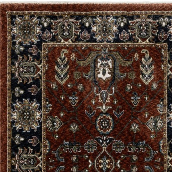 Homeroots 10' Red Oriental Area Rug With Fringe - Stain Resistant, Stylish Design For Living Spaces & Pets 8' Runner Polyester 575742