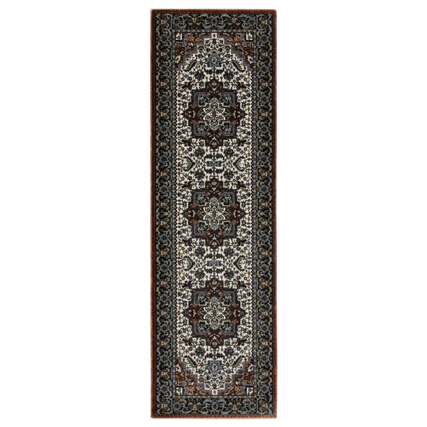 Homeroots 10' Red Medallion Power Loom Area Rug With Fringe - Stain Resistant, Stylish Design For Home Decor 8' Runner Polyester 575743