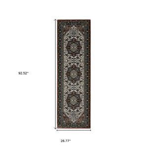 Homeroots 10' Red Medallion Power Loom Area Rug With Fringe - Stain Resistant, Stylish Design For Home Decor 8' Runner Polyester 575743